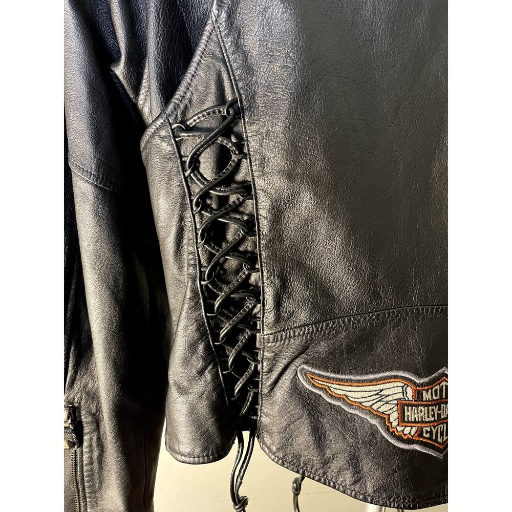 Harley Davidson‎ Riding Jacket 2000 Women Medium Lace-up Corset leather - Picture 3 of 16